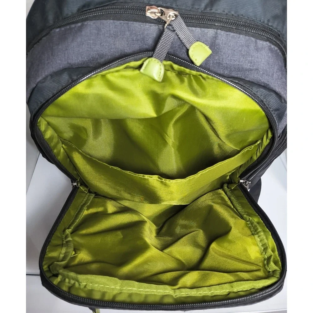 Eddie Bauer Crosstown Backpack Diaper Bag Attach To Stroller Gray Black Green